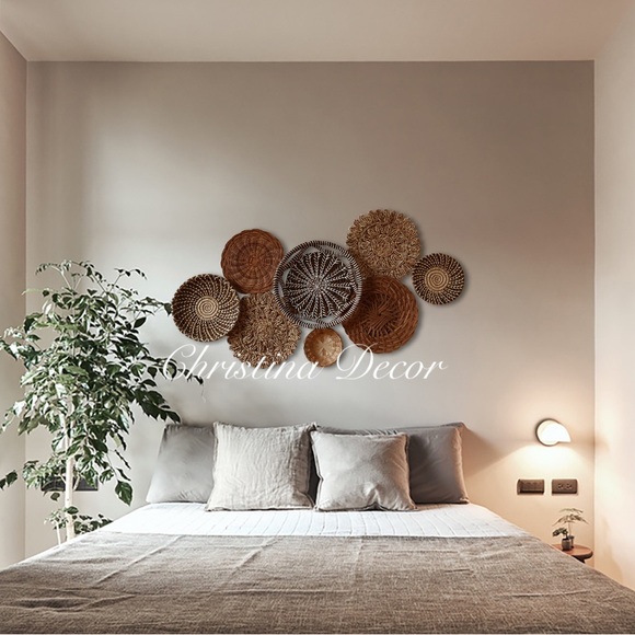 Set of 10 Seagrass Wall Basket For Wall Decor, Natural African Baskets - Picture 4 of 11